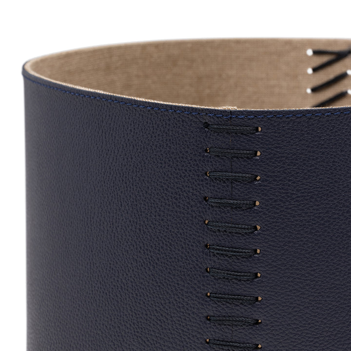 Salo Full-Grain Leather Baskets (Set/2) (Navy)