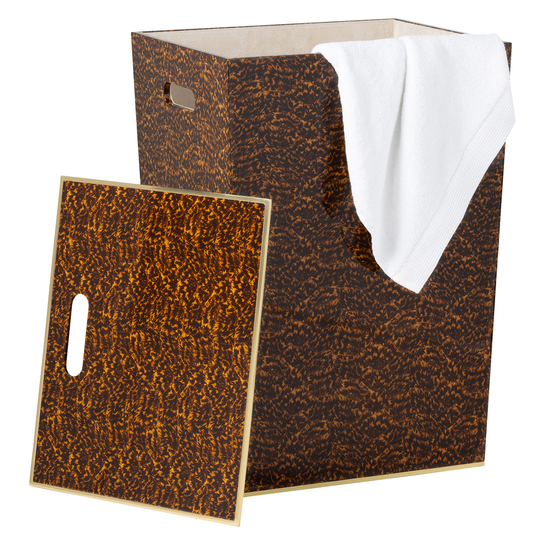 Seymour Rectangular Faux Tortoise/Brass.Hamper