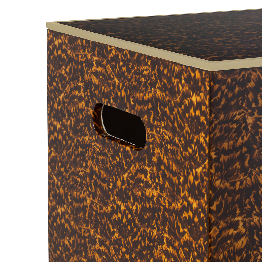 Seymour Square Faux Tortoise/Brass.Hamper