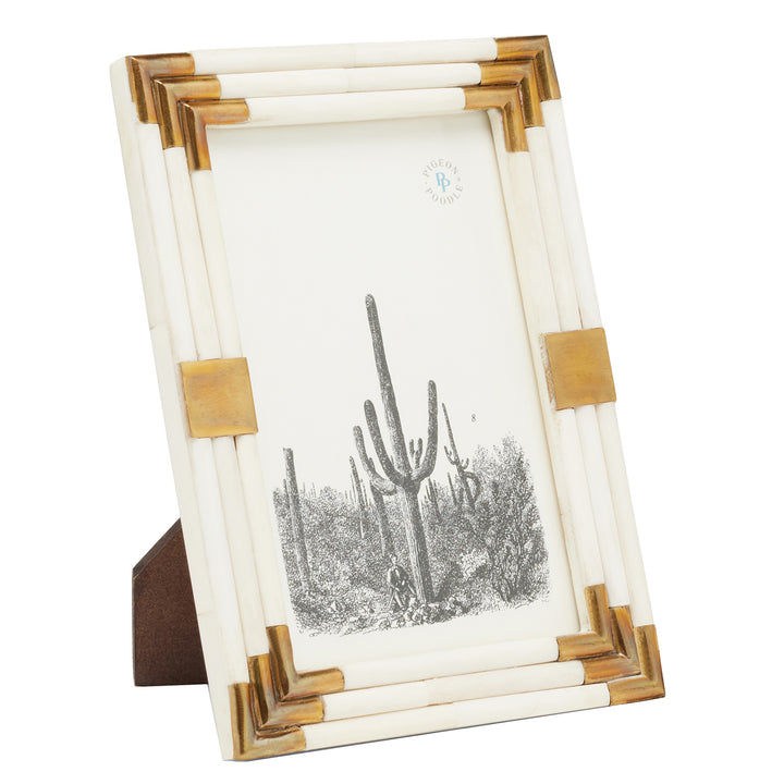 Sofia Natural Bone/Gold Brass Picture Frame