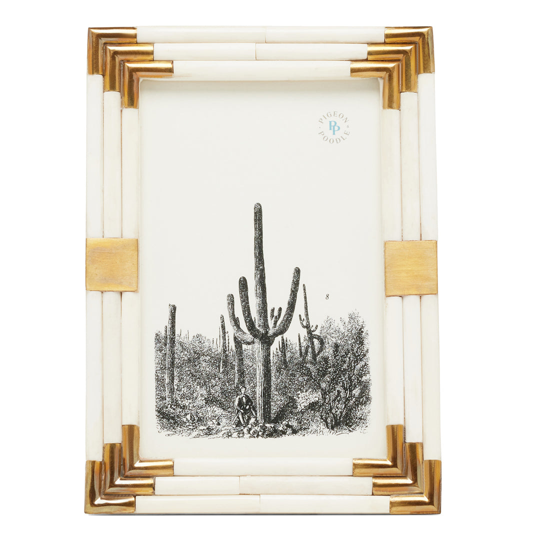 Sofia Natural Bone/Gold Brass Picture Frame