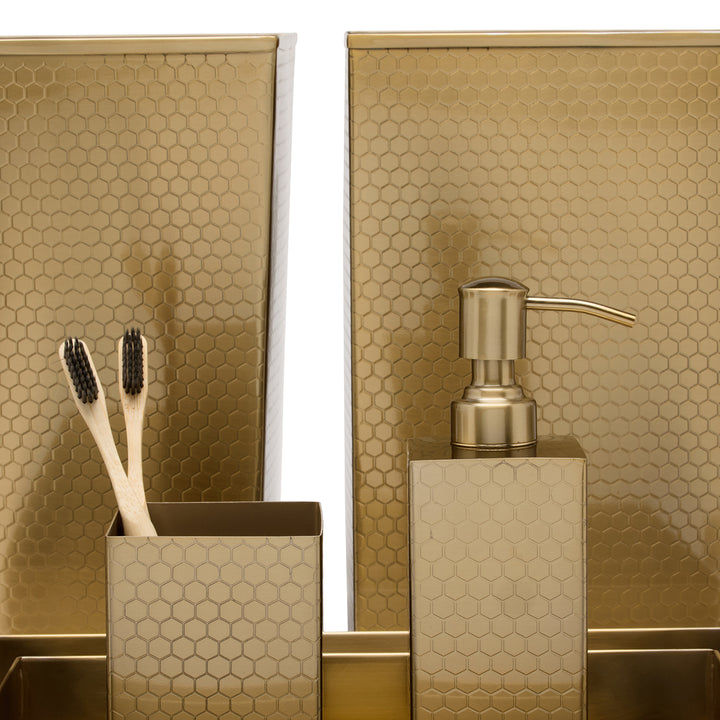 Temara Honeycomb Textured Stainless Steel Bathroom Accessories (Champagne Gold)