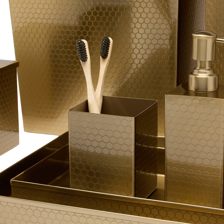 Temara Honeycomb Textured Stainless Steel Bathroom Accessories (Champagne Gold)