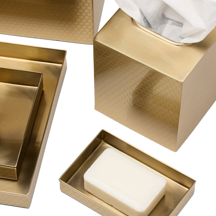 Temara Honeycomb Textured Stainless Steel Bathroom Accessories (Champagne Gold)