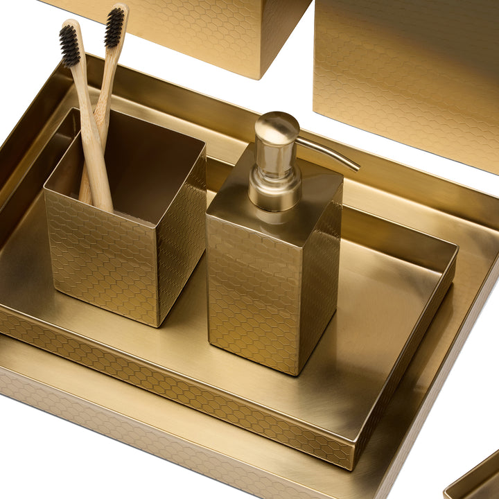 Temara Honeycomb Textured Stainless Steel Bathroom Accessories (Champagne Gold)