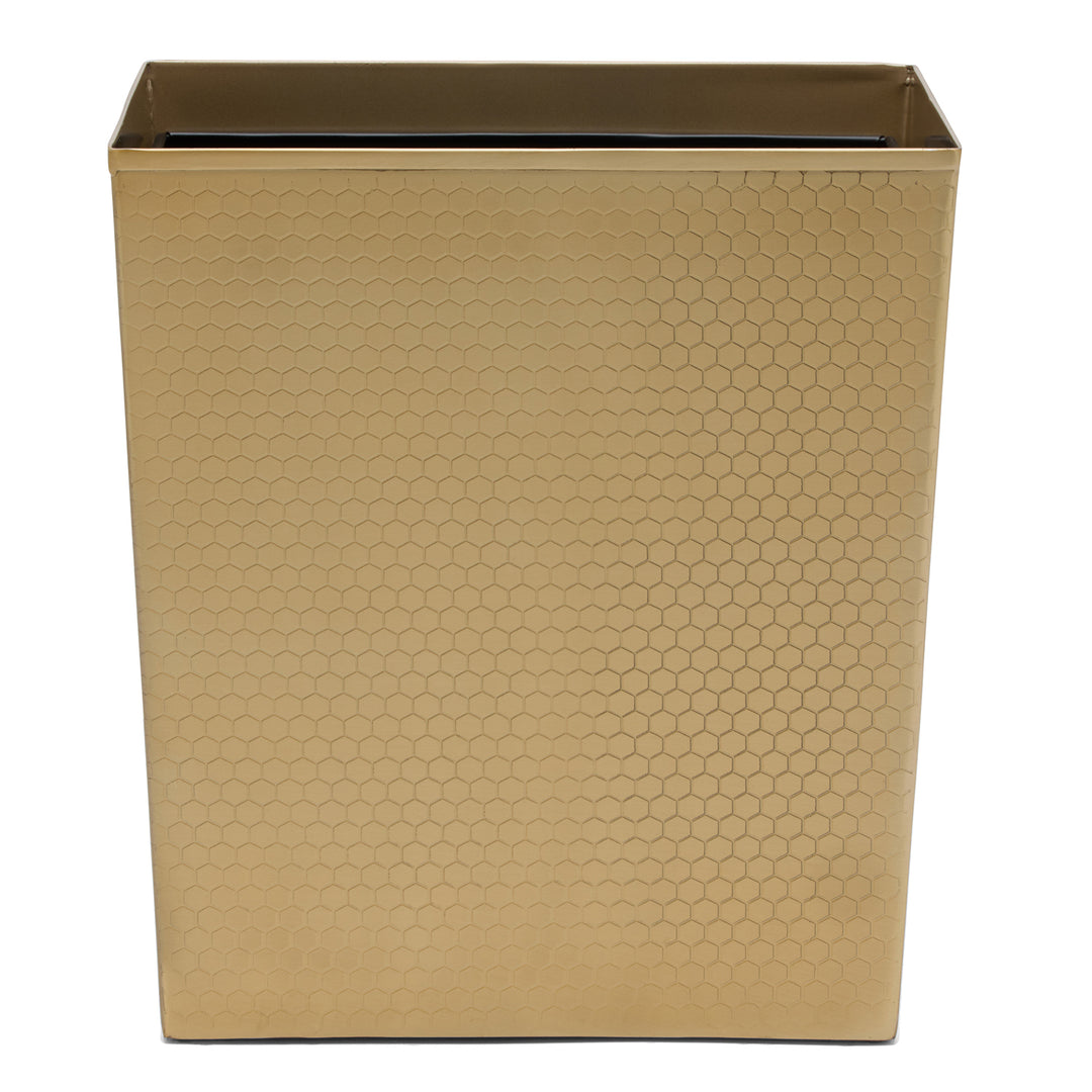 Temara Honeycomb Textured Stainless Steel Rectangle Wastebasket (Champagne Gold)