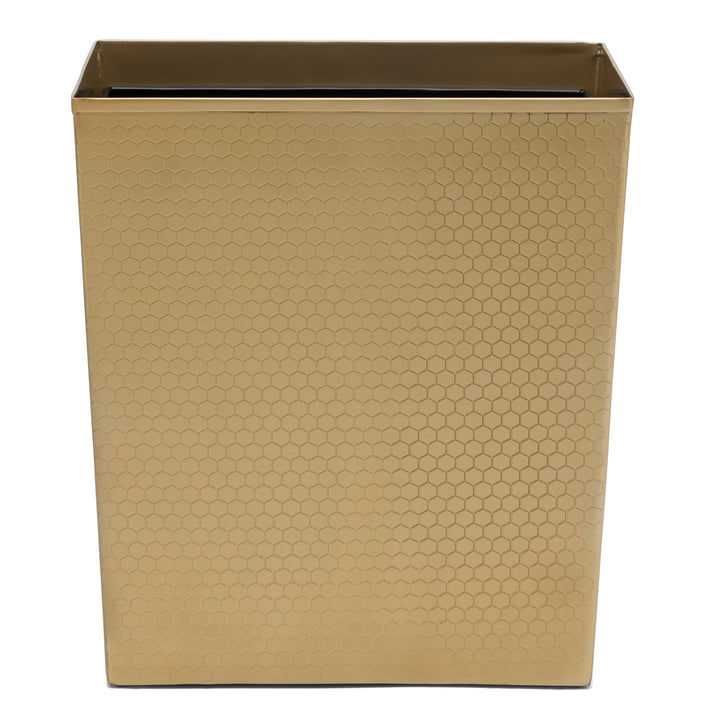 Temara Honeycomb Textured Stainless Steel Rectangle Wastebasket (Champagne Gold)