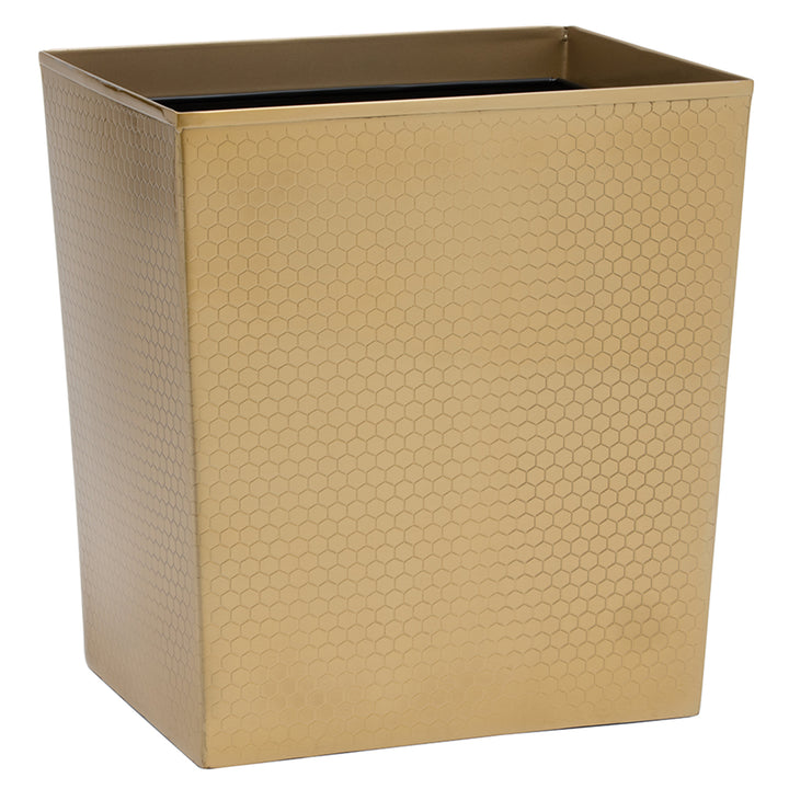 Temara Honeycomb Textured Stainless Steel Rectangle Wastebasket (Champagne Gold)