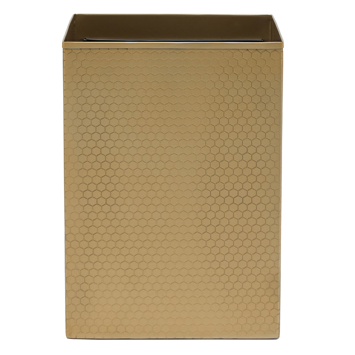 Temara Honeycomb Textured Stainless Steel Square Wastebasket (Champagne Gold)