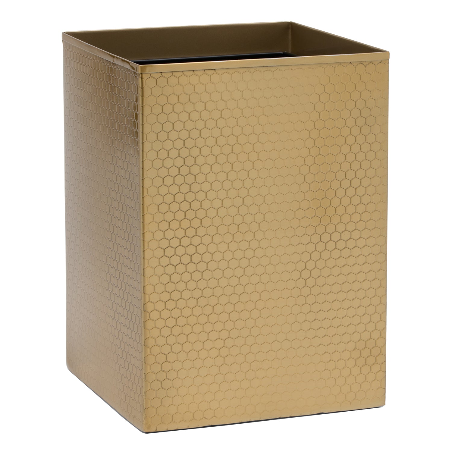 Temara Honeycomb Textured Stainless Steel Square Wastebasket