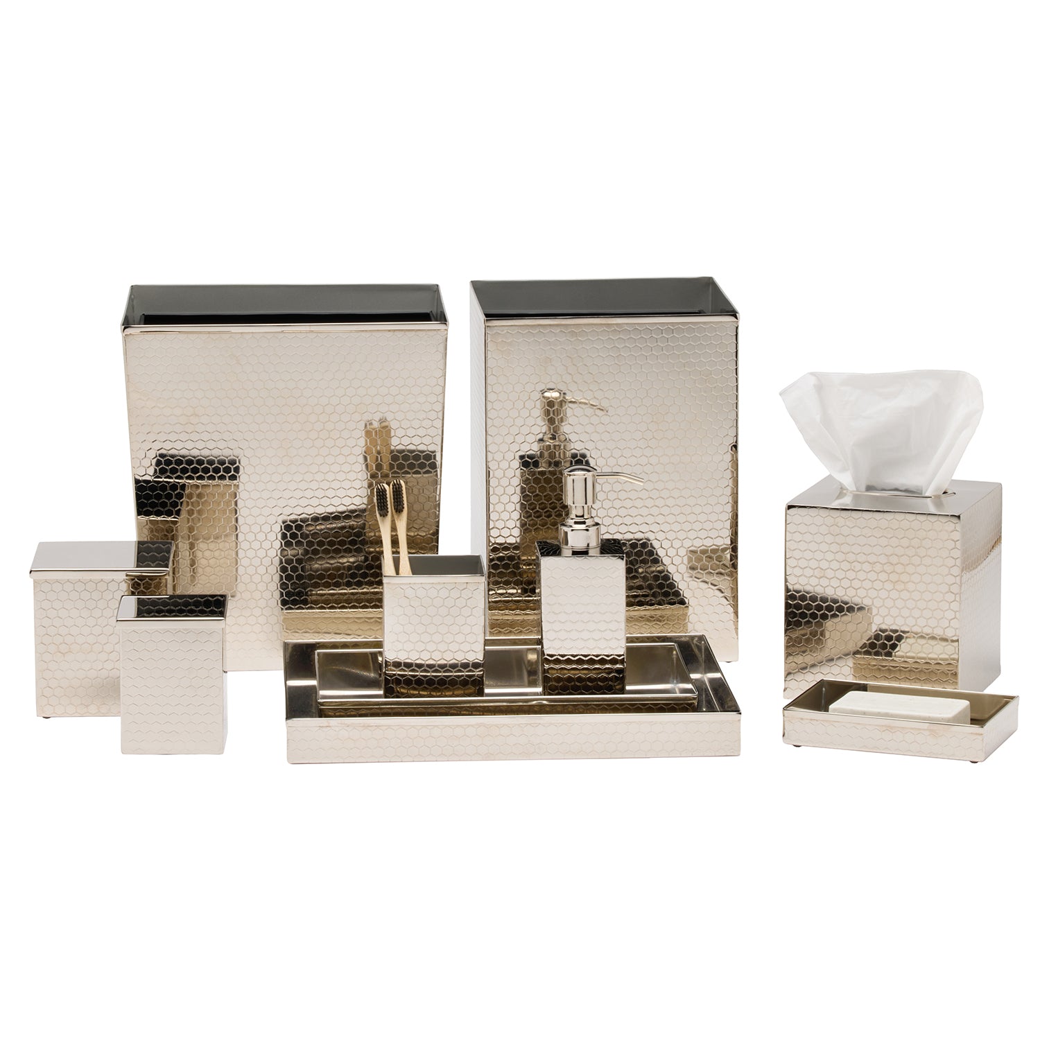 Temara Honeycomb Textured Stainless Steel Bathroom Accessories - Thumbnail 3