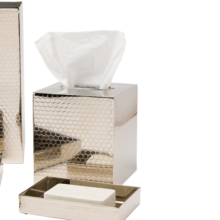 Temara Honeycomb Textured Stainless Steel Bathroom Accessories (Shiny Nickel)