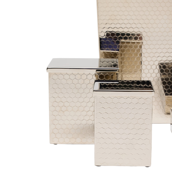 Temara Honeycomb Textured Stainless Steel Bathroom Accessories (Shiny Nickel)