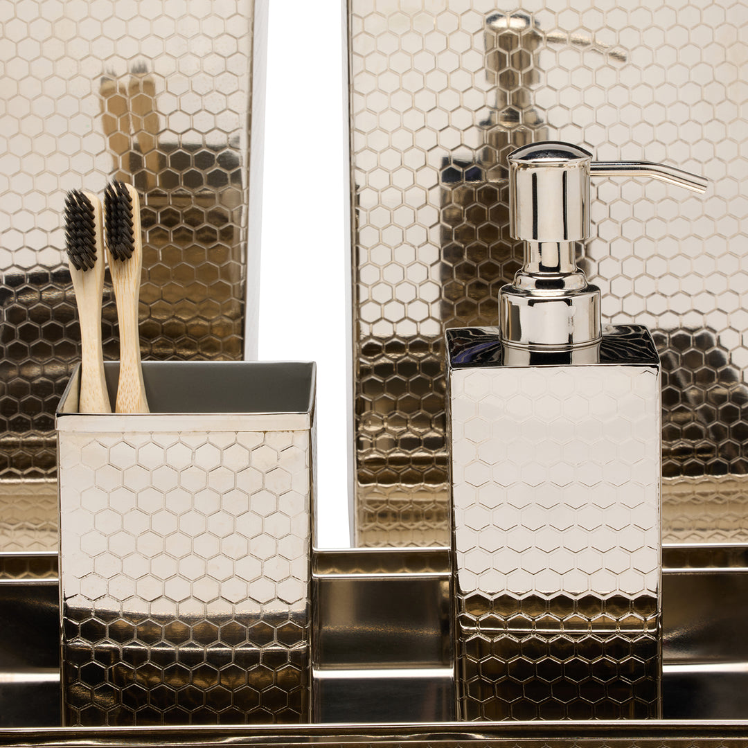 Temara Honeycomb Textured Stainless Steel Bathroom Accessories (Shiny Nickel)