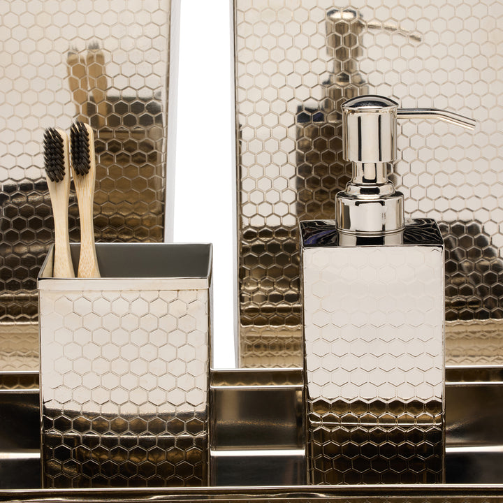 Temara Honeycomb Textured Stainless Steel Bathroom Accessories (Shiny Nickel)