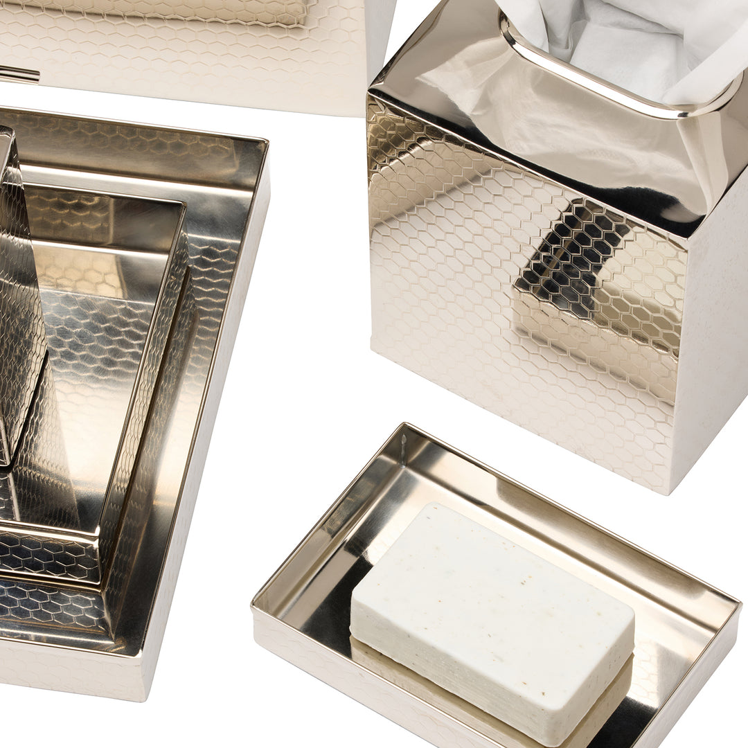 Temara Honeycomb Textured Stainless Steel Bathroom Accessories (Shiny Nickel)
