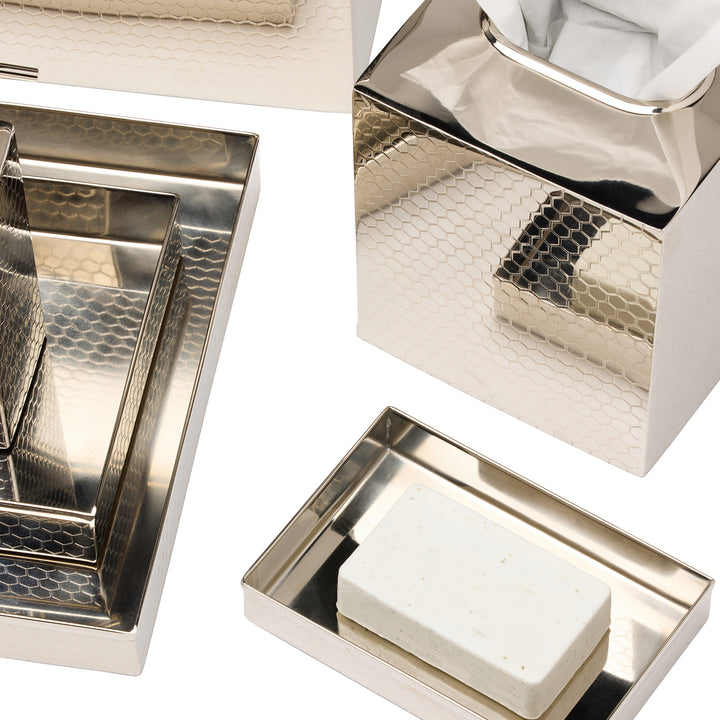 Temara Honeycomb Textured Stainless Steel Bathroom Accessories (Shiny Nickel)