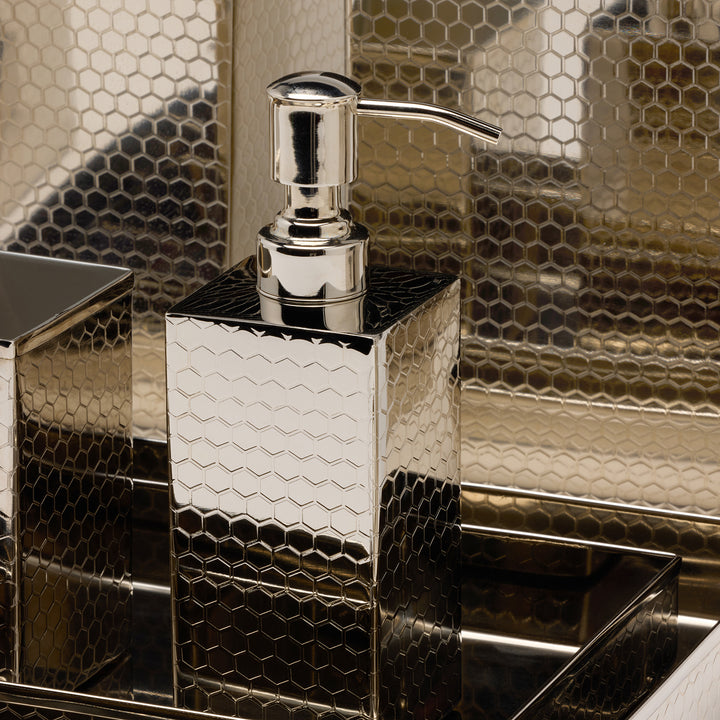 Temara Honeycomb Textured Stainless Steel Bathroom Accessories (Shiny Nickel)