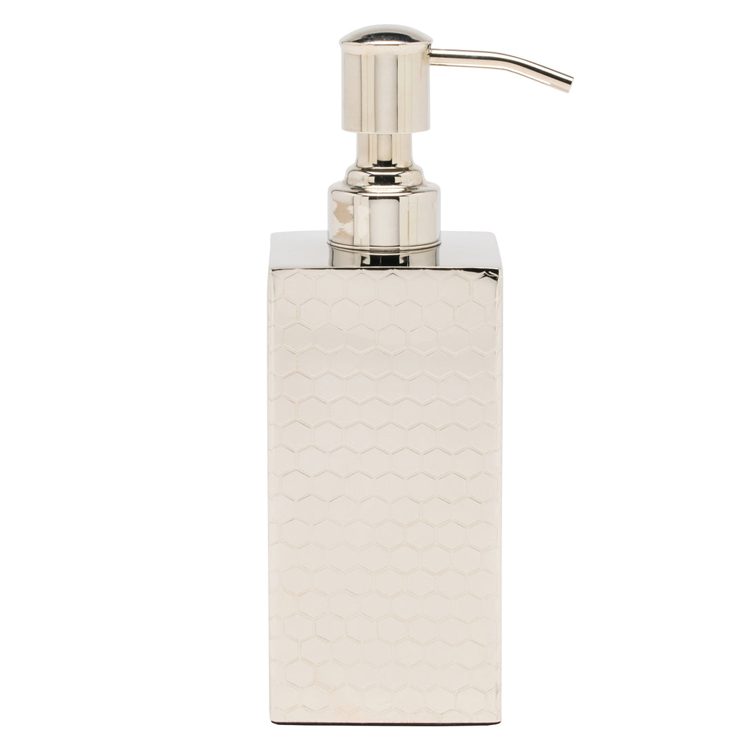 Temara Honeycomb Textured Stainless Steel Soap Dispenser (Shiny Nickel)