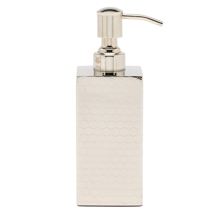 Temara Honeycomb Textured Stainless Steel Soap Dispenser (Shiny Nickel)
