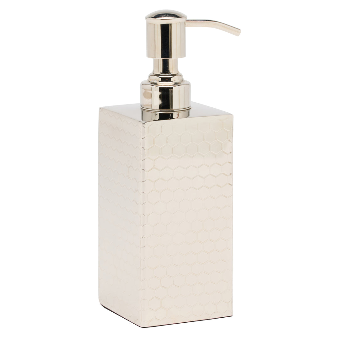 Temara Honeycomb Textured Stainless Steel Soap Dispenser (Shiny Nickel)