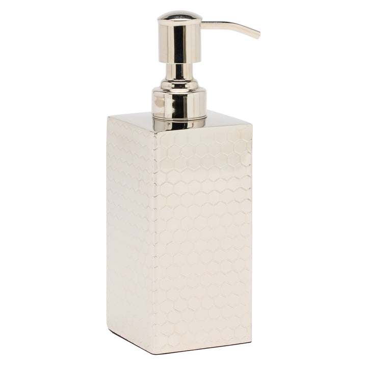 Temara Honeycomb Textured Stainless Steel Soap Dispenser (Shiny Nickel)