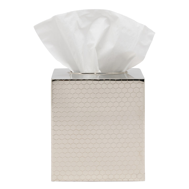 Temara Honeycomb Textured Stainless Steel Tissue Box Cover (Shiny Nickel)