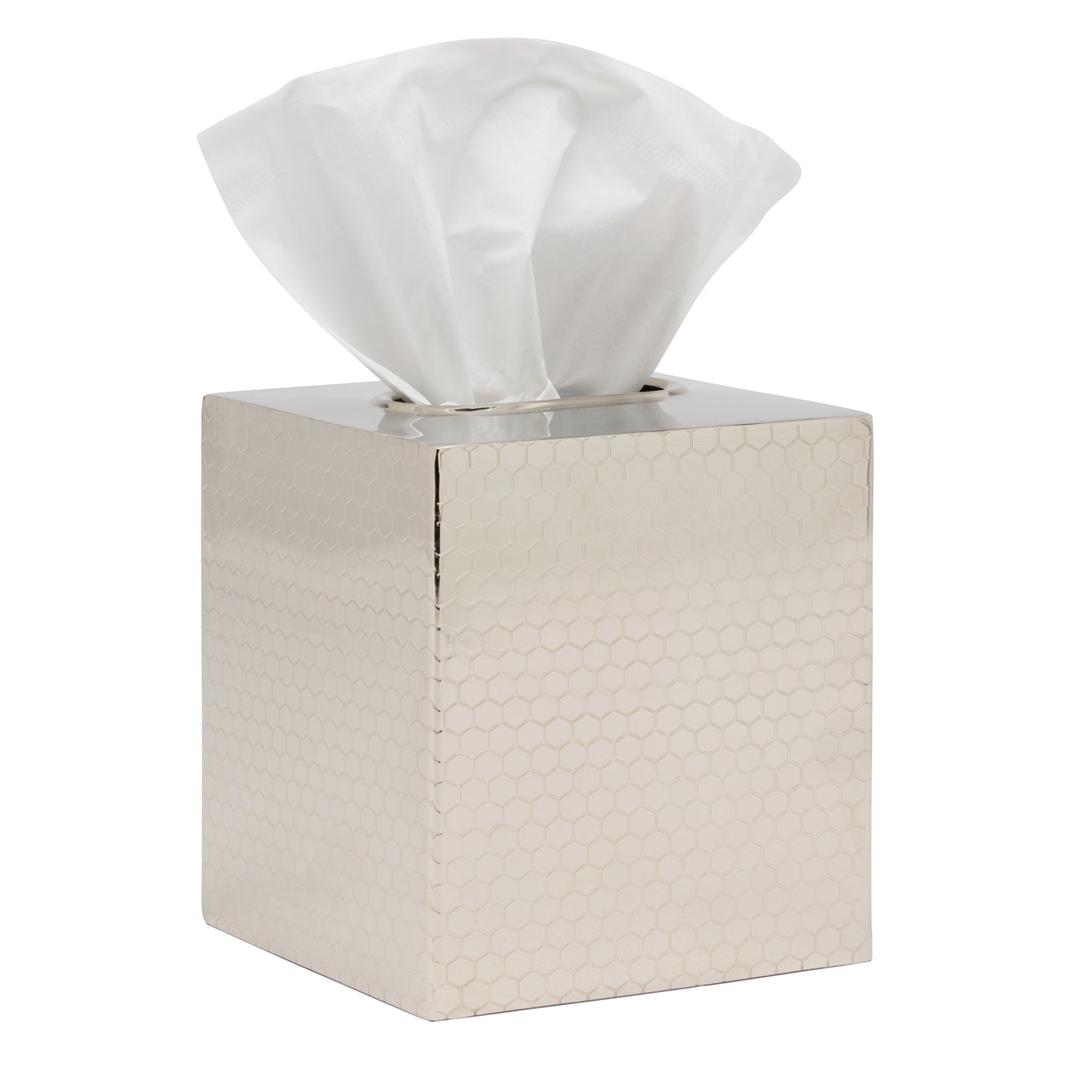 Temara Honeycomb Textured Stainless Steel Tissue Box Cover - Thumbnail 4
