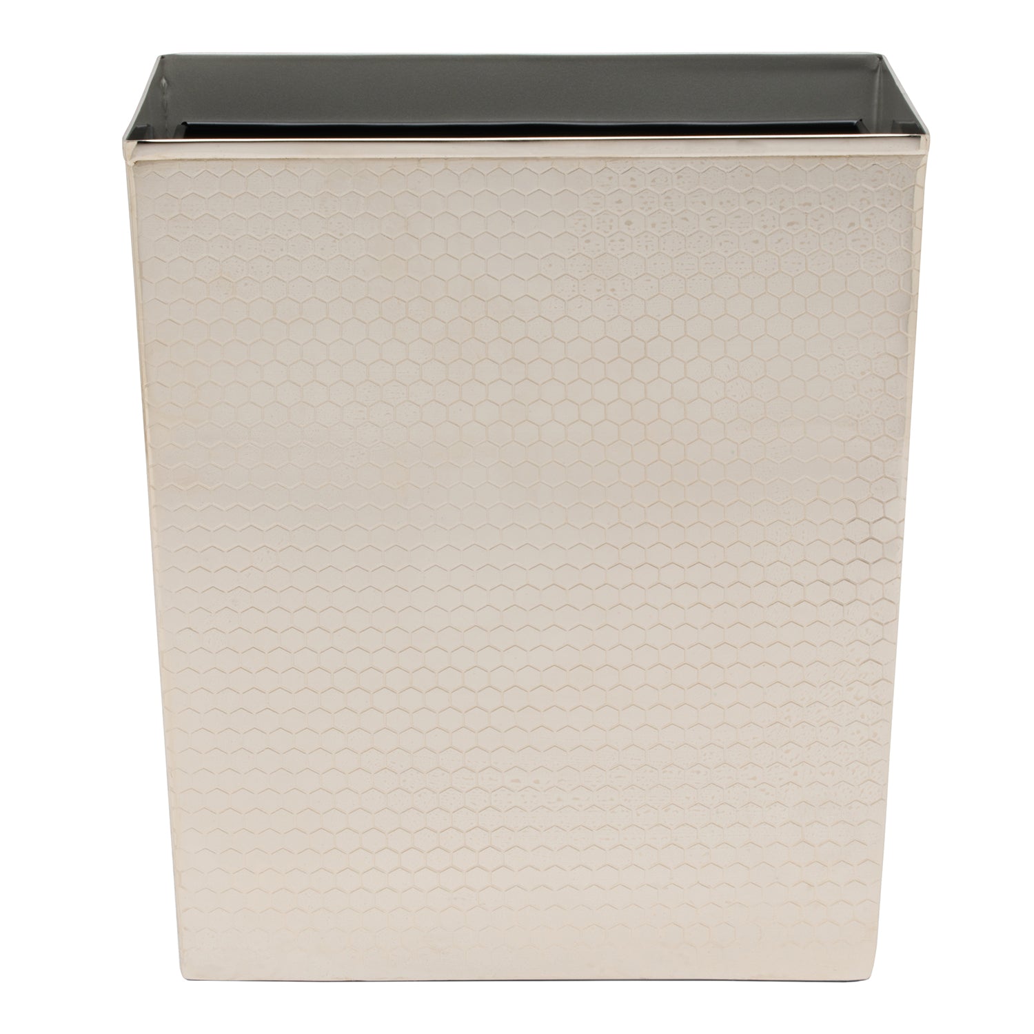 Temara Honeycomb Textured Stainless Steel Square Wastebasket - Thumbnail 4