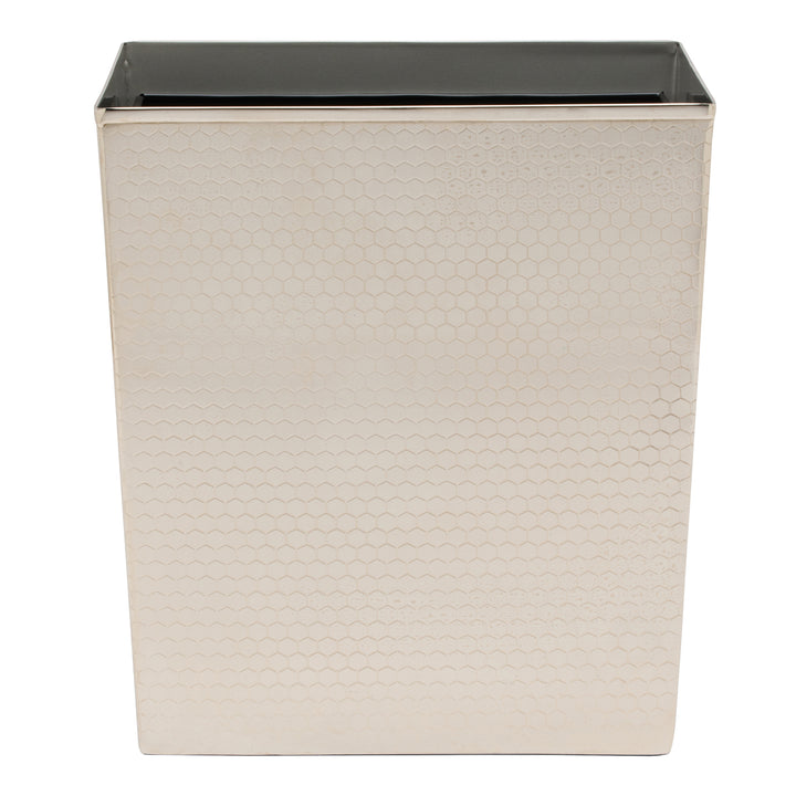 Temara Honeycomb Textured Stainless Steel Rectangle Wastebasket (Shiny Nickel)
