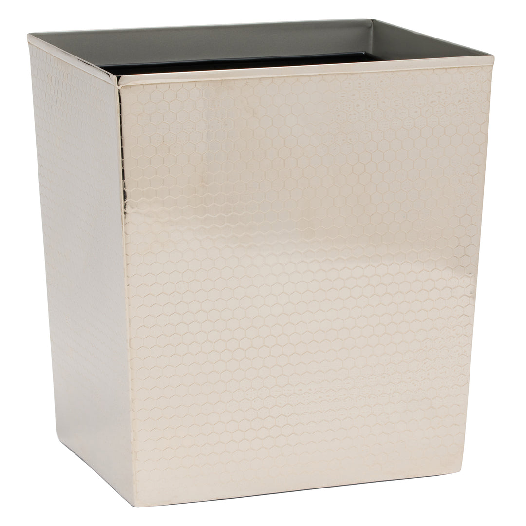 Temara Honeycomb Textured Stainless Steel Rectangle Wastebasket (Shiny Nickel)