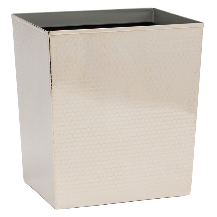 Temara Honeycomb Textured Stainless Steel Rectangle Wastebasket (Shiny Nickel)