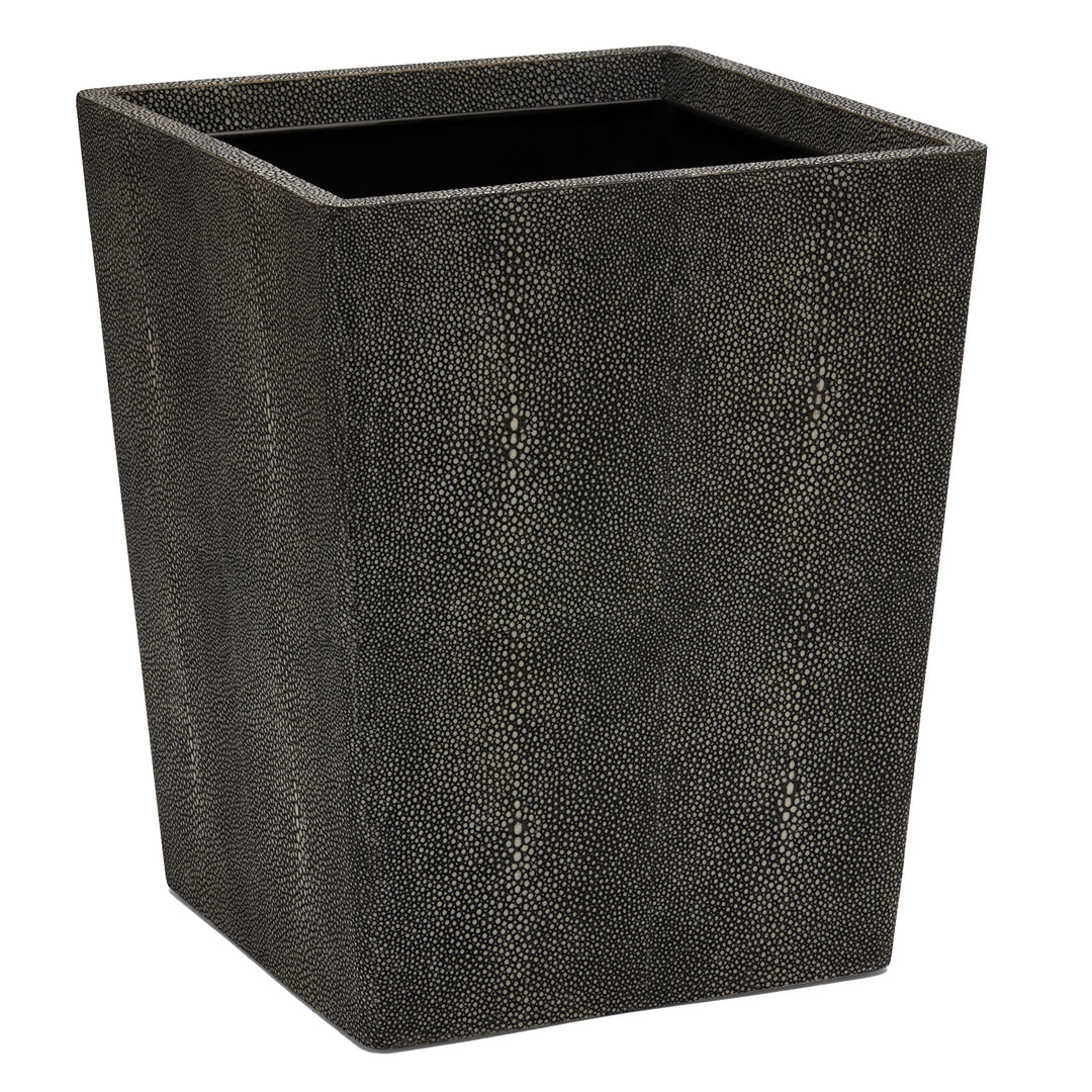 Tenby Faux Shagreen Square Waste Basket (Dark Mushroom)