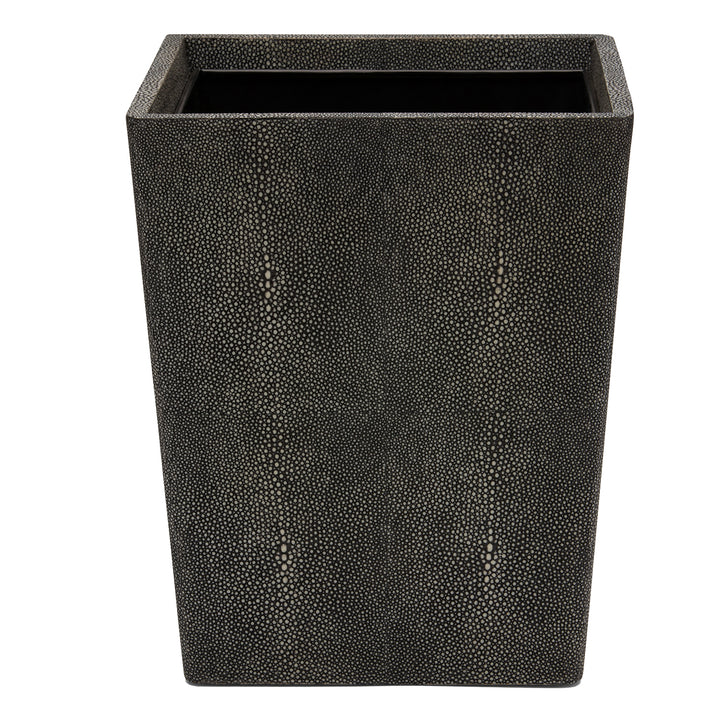 Tenby Faux Shagreen Square Waste Basket (Dark Mushroom)