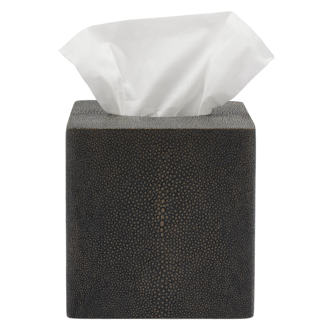 Tenby Faux Shagreen Tissue Box (Dark Mushroom)