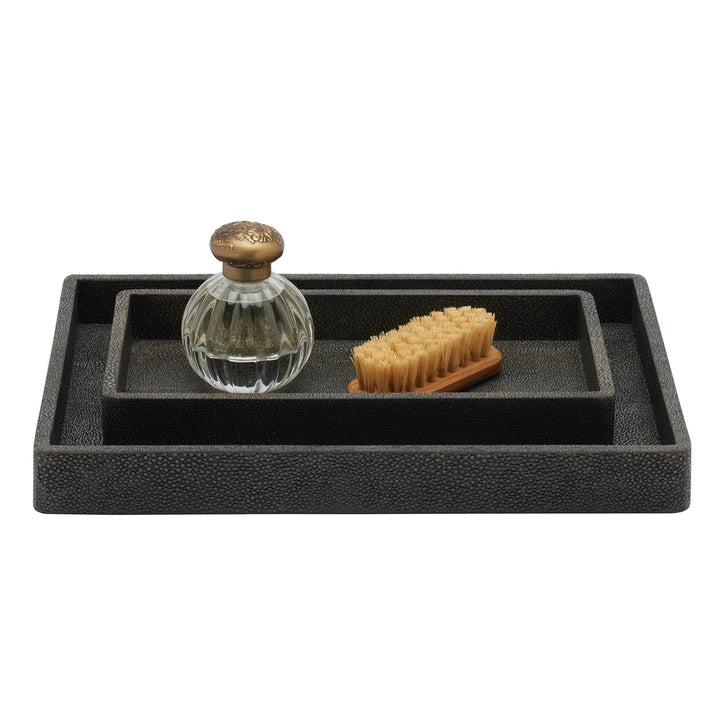 Tenby Faux Shagreen Tray Set/2 (Dark Mushroom)