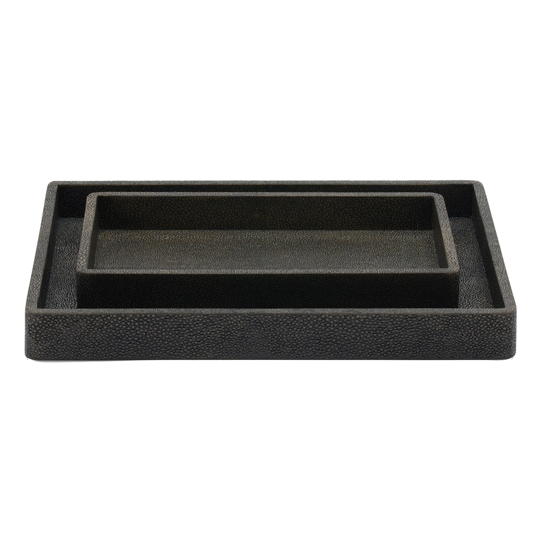 Tenby Faux Shagreen Tray Set/2 (Dark Mushroom)