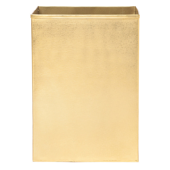 Tiset Gold Etched Stainless Steel Square Wastebasket