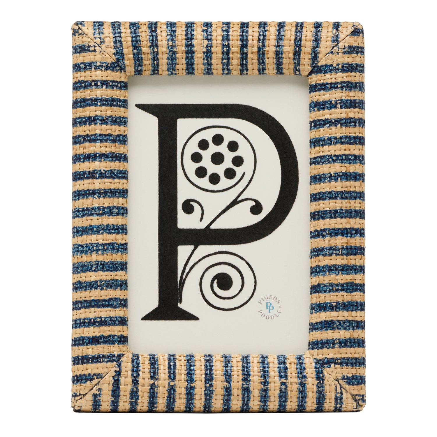Toluca Navy/Natural Striped Raffia Picture Frame - Thumbnail 2