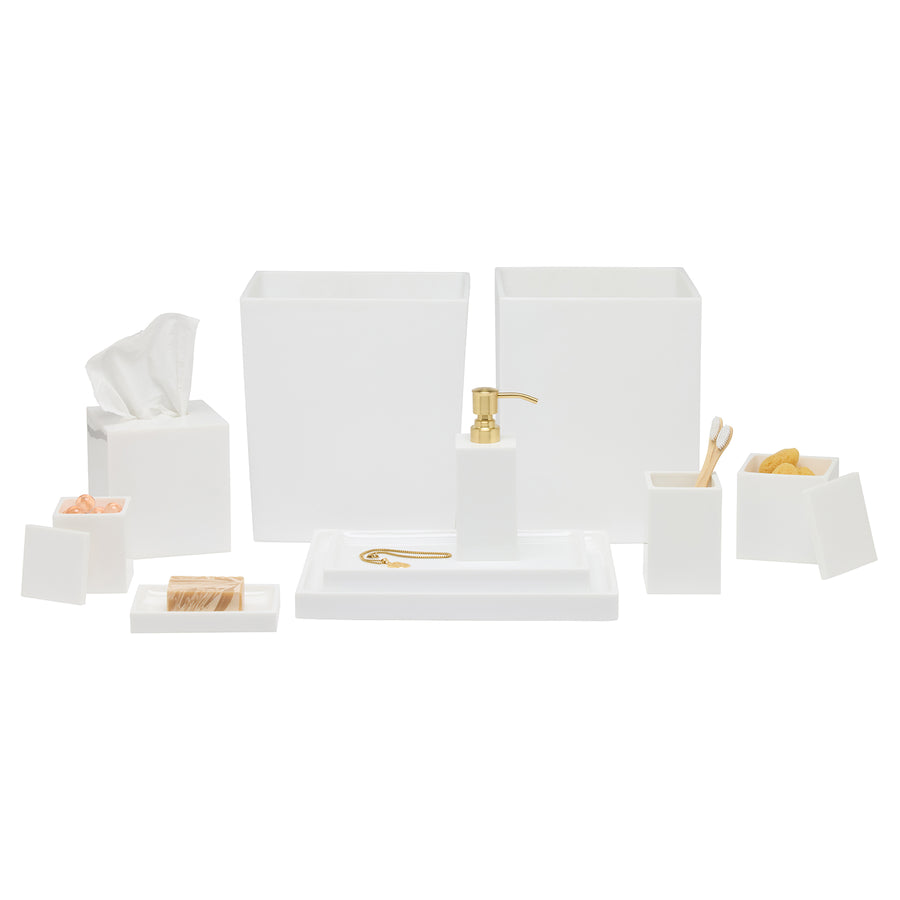 Vail White Gloss Resin Bathroom Accessories - Hudson & Vine