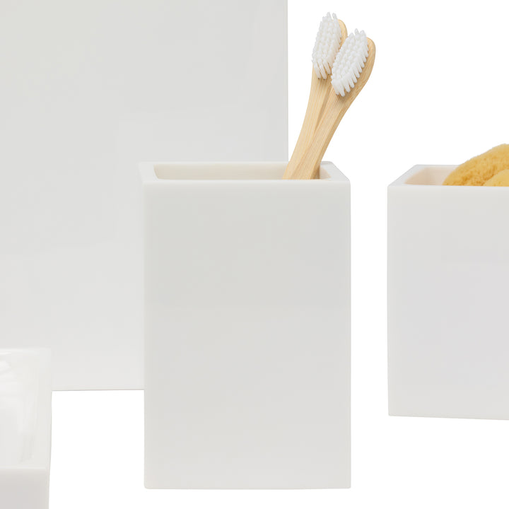 Vail White Gloss Resin Bathroom Accessories - Hudson & Vine
