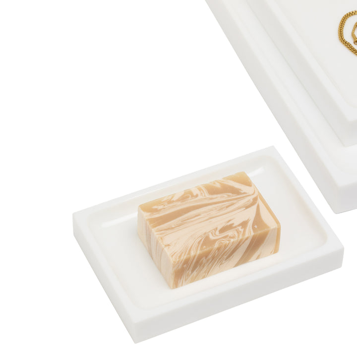 Vail White Gloss Resin Bathroom Accessories - Hudson & Vine