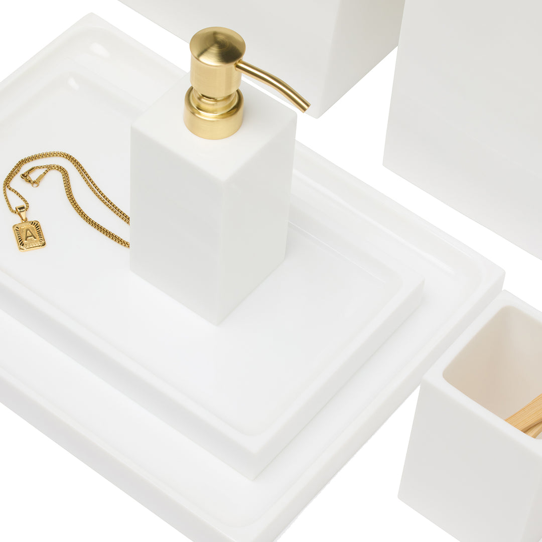 Vail White Gloss Resin Bathroom Accessories - Hudson & Vine