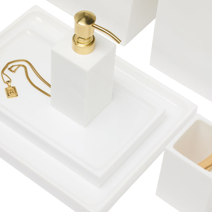 Vail White Gloss Resin Bathroom Accessories - Hudson & Vine