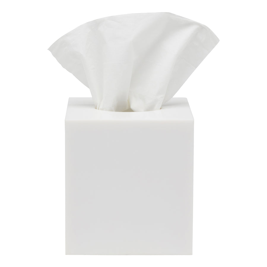 Vail White Gloss Resin Tissue Box Cover - Hudson & Vine
