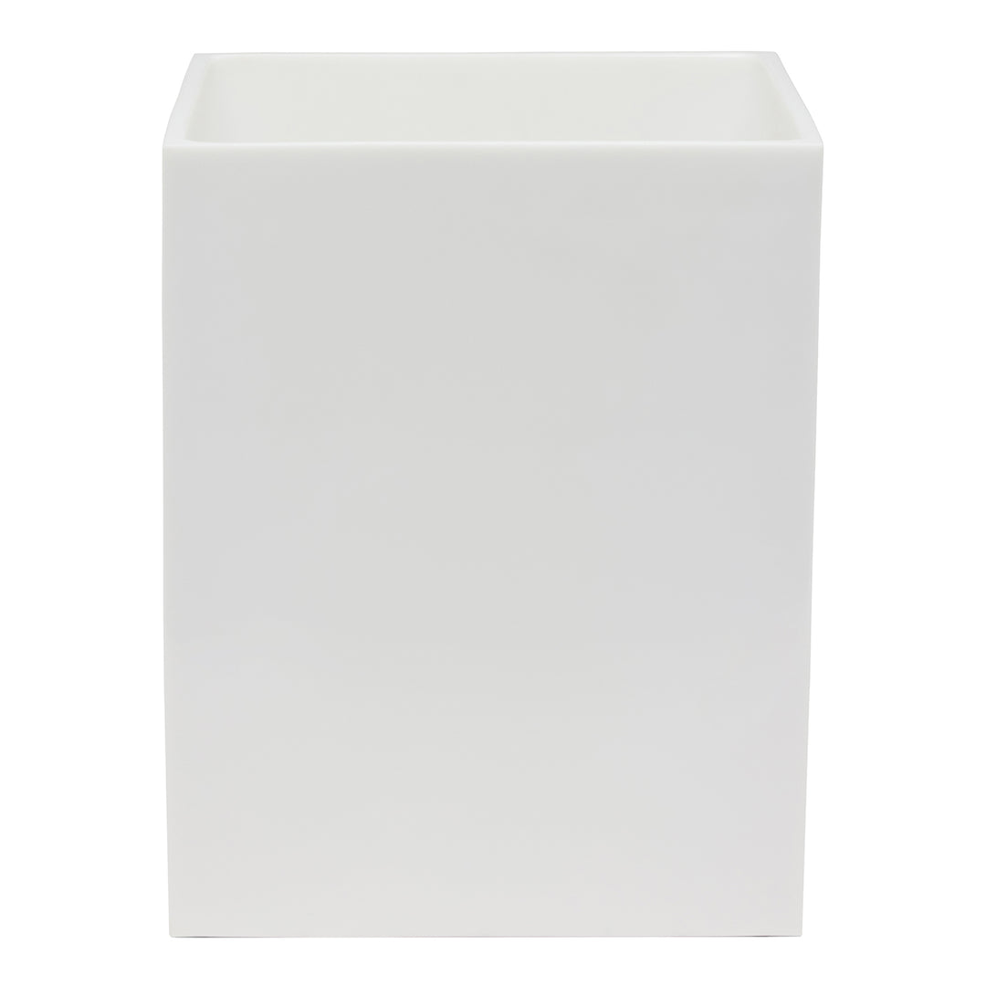 Vail White Gloss Resin Square Wastebasket - Hudson & Vine