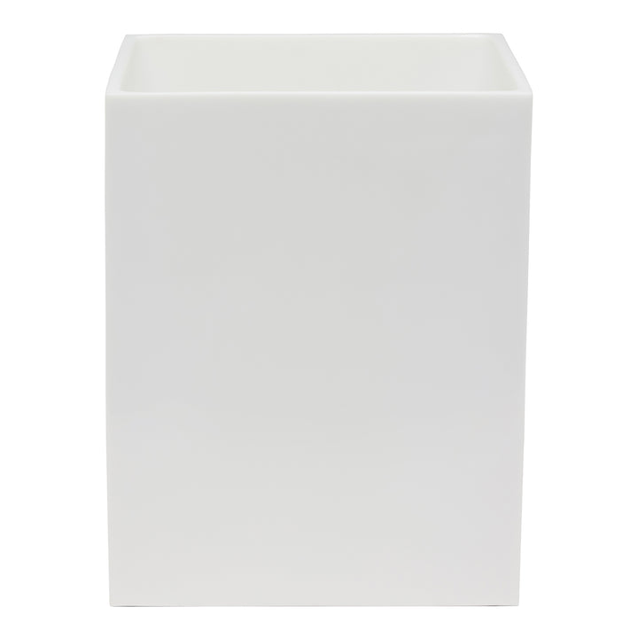 Vail White Gloss Resin Square Wastebasket - Hudson & Vine