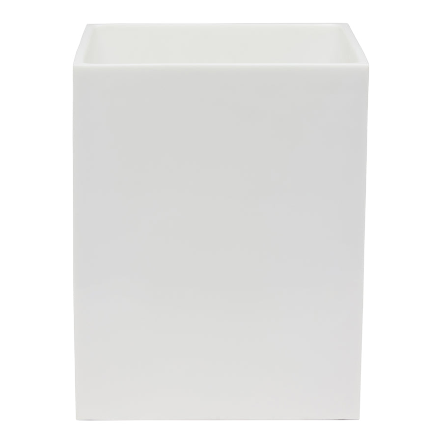 Vail White Gloss Resin Square Wastebasket - Hudson & Vine