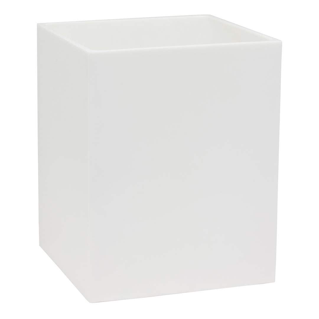 Vail White Gloss Resin Square Wastebasket - Hudson & Vine