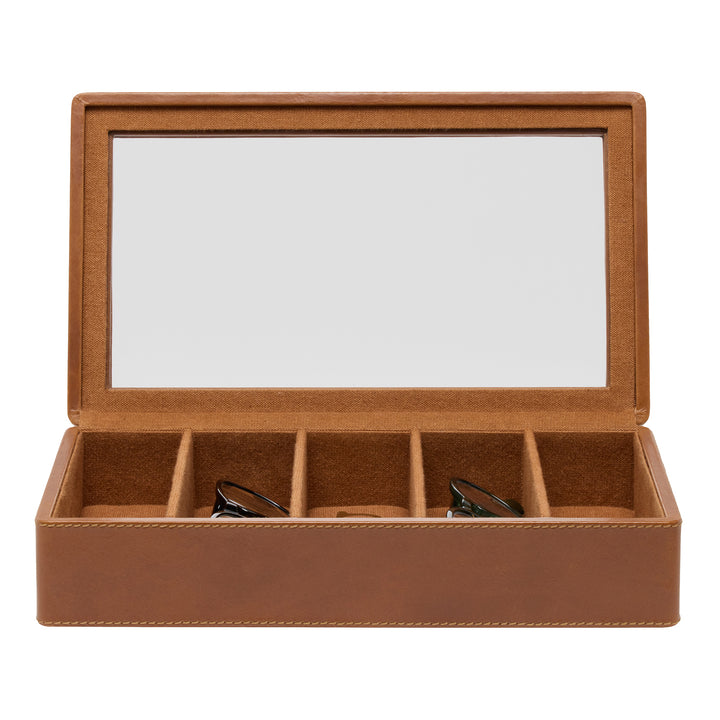 Vercelli Leather Eyewear Organizer Case (Saddle)